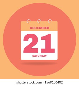 Vector illustration. Day calendar with date December 21.
