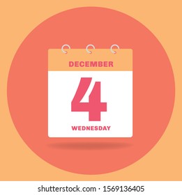 Vector illustration. Day calendar with date December 4.