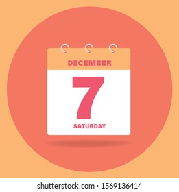 Vector illustration. Day calendar with date December 7.