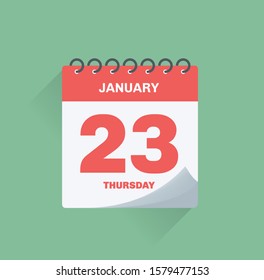 Vektorgrafik. Tageskalender mit Datum 23. Januar.