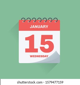 Ilustración vectorial. Calendario del día con fecha 15 de enero.