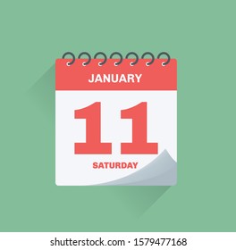 Ilustración vectorial. Calendario del día con fecha 11 de enero.