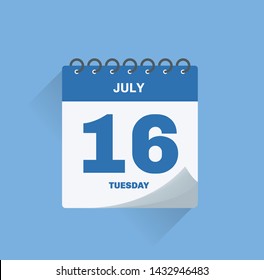 Ilustración vectorial. Calendario del día con fecha de julio.