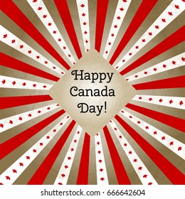 Vector illustration for Day of Canada, retro style greeting card. Design template for poster, banner, flayer, greeting, invitation. Independence day card. Canadian national day design. Revolution day.