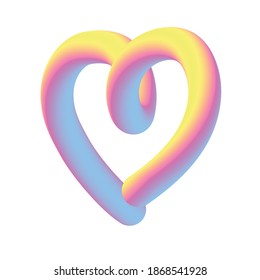 Vector illustration for Valentine’s Day. Candy sweet vector heart in yellow, pink and blue colour on a white background 