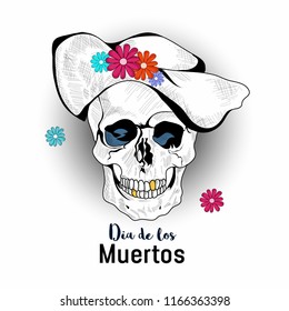 Vector illustration of Day of the Dead  Dia De Muertos in Spanish Language for celebration concept poster banner design. skull, creative design illustration
