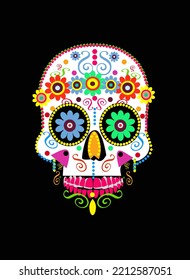 Vector illustration Day of the Dead (Dia de los Muertos) sugar skull, colorful 