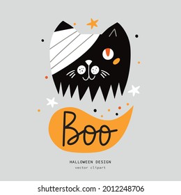 Vector illustration for Day of the Dead or Halloween with black cat. Suitable for prints and posters.