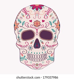 Vector illustration of Day of the Dead skull with ornament