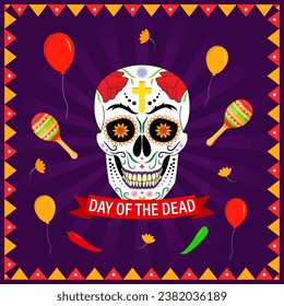 Vector illustration of Day of the Dead social media feed template