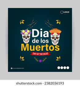 Vector illustration of Day of the Dead social media feed template