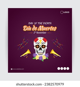 Vector illustration of Day of the Dead social media feed template