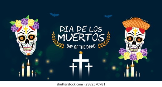 Vector illustration of Day of the Dead social media feed template