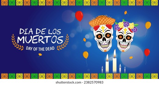 Vector illustration of Day of the Dead social media feed template