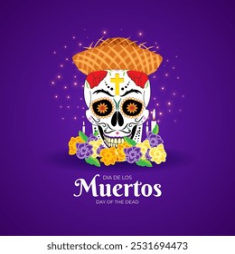 Vector illustration of The Day of the Dead social media template