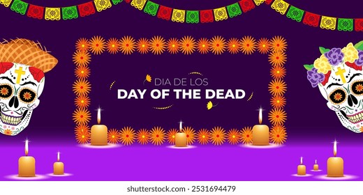 Vector illustration of The Day of the Dead social media template