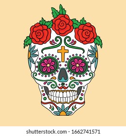 Vector Illustration Of Day Of The Dead Sugar Skull