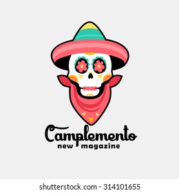 Vector illustration of Day of the Dead or Sugar Skulls, Mexican Skulls Logo, food, emblem, logo, insignia, sign, identity, logotype, poster.