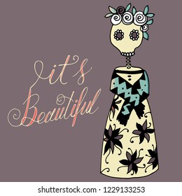 Vector illustration of the day of death in mexico. Skeleton holiday symbol
