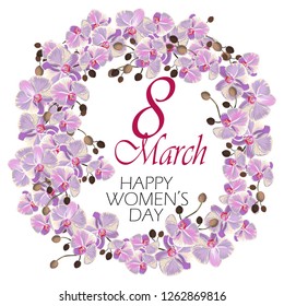 vector illustration of the day of March 8 with orchids