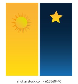 Vector illustration of day and night. Day night concept, sun and star, day night icon