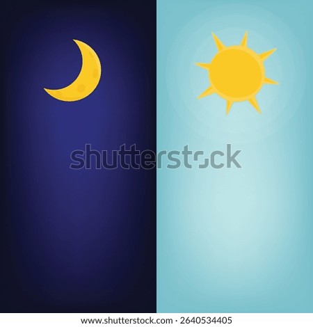 Vector illustration of day and night. Day night concept, sun and moon, day night icon