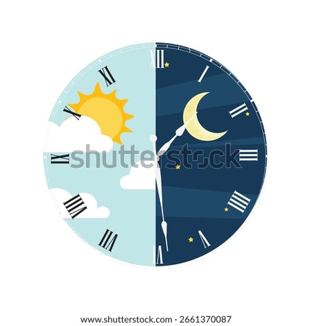 Vector illustration of day and night. Day night concept, sun and moon, day night icon