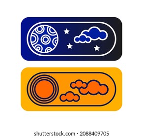 Vector illustration day and night mode switch set. Simple concept of interface ui symbol. On Off or Light and Dark Buttons.