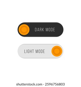 Vector illustration day and night mode switch set. Simple concept of interface Ui symbol. Dark and light mode clickable button for app or website.