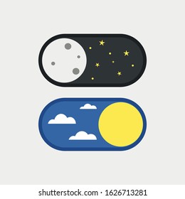 Vector illustration of day and night switch icon. Day and Night Mode. Vector On Off Switch. 