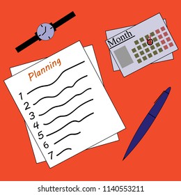 Vector illustration of day planner