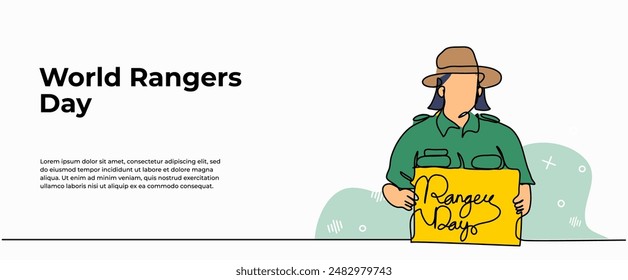 Vector illustration of day ranger.Modern flat in continuous line style.