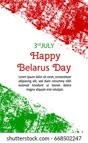 Vector illustration for Day of the Republic Belarus, grunge style greeting card, web. Design template for poster, banner, flayer, Belorussian national day design.