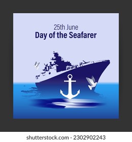 Vector illustration of Day of the Seafarer 25 June social media feed story mockup template