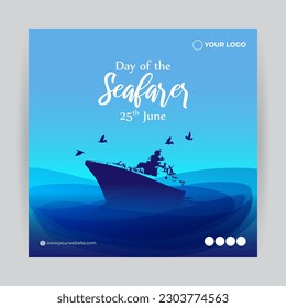 Vector illustration of Day of the Seafarer 25 June social media feed story mockup template