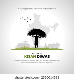 Vector illustration of farmer’s day social media feed template also known as kisan diwas in hindi.