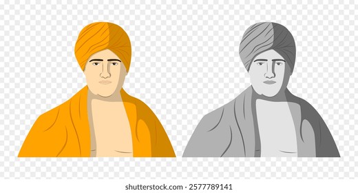 Vector illustration of Dayananda Saraswati portrait on transparent background