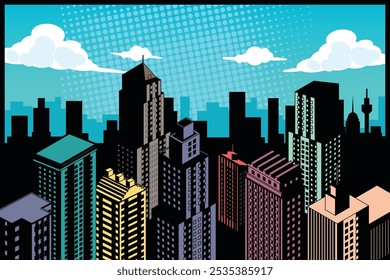 A vector illustration of Daytime Comic Metropolitan City Background