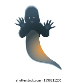 Vector illustration of a dcary dark ghost with lbright eyes. Nice ghost for Halloween card