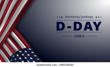  Vector illustration of D-Day Normandy landings concept. Template for background, banner, card, poster.