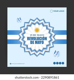 Vector illustration of revolución de Mayo social media story feed mockup template written in Spanish text means may revolution day