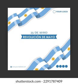 Ejemplo vectorial de la plantilla de parodia de la noticia de la revolución de Mayo escrita en español con textos en español que significa que el día de la revolución puede ser revolucionario