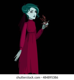 Vector illustration with Dead bride. 