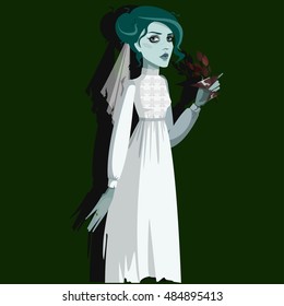 Vector illustration with Dead bride. 