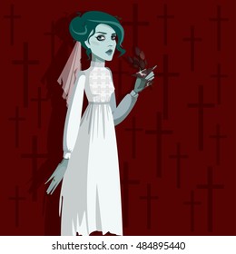 Vector illustration with Dead bride. 