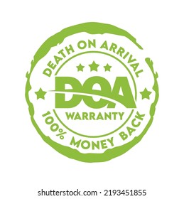 A vector illustration of Dead On Arrival Warranty Sign