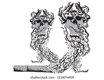 Vector illustration of a dead skull on a white background