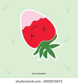 Vector illustration dead strawberry cartoon editable asset template