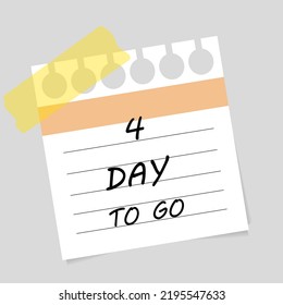 Vector illustration. Deadline, calendar, notebook, time management. Four days left