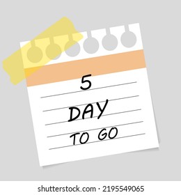 Vector illustration. Deadline, calendar, notebook, time management. 5 days left